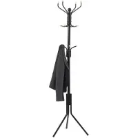 Acaza Design Kapstok met Twaalf Haken - Vintage Staande kapstok in 3 Lagen Haken voor Inkomhal Bistro of Gang - 182 cm - Zwart