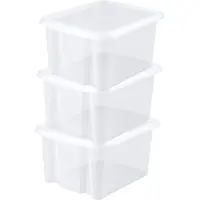 Eda Opbergbox 30L - 6x - wit - stapelbaar - L44 x B36 x H25 cm - kunststof - Bak/Doos met deksel