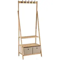 Bigbuy Klädhängare Beige Bruin Hout Stof (40,5 x 175 x 67 cm)