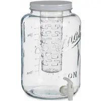 Vivalto Glazen drankdispenser/limonadetap met witte kleur dop/tap 8 liter - Drankdispensers