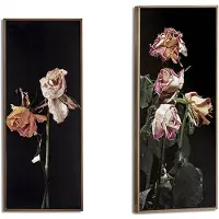 Gift Decor Schilderij Gouden Blommor Zwart spaanderplaat (21,2 x 2 x 51,2 cm)