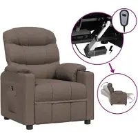 vidaXL Fauteuil verstelbaar elektrisch stof taupe