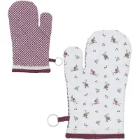 Clayre & Eef Ovenhandschoen Rood 100% Katoen rozen RPL44