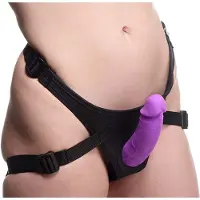XR Brands - Dubbele Dildo Met Harnas - Paars