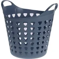 Excellent houseware Flexibele wasmand - 26 liter - kunststof - blauw - D45 x H40 cm