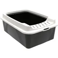 Rotho eco bonnie kattenbak met boveningang m zwart/zand