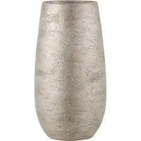J-Line Vaas Oneffen Ruw Keramiek Zilver Large - Bloemenvaas 41 cm hoog