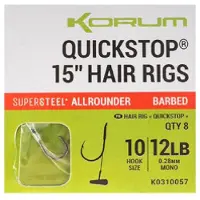 Korum Supersteel Allrounder Big Fish Quickstop Hair Rigs 4 Barbed (8 pcs) - Maat : Haak 8 - 0.30mm