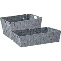 Kipit Kast/badkamer opbergmandjes - Set van 6x stuks - Zilvergrijs in 2 formaten 34 x 21 x 8.5 cm en 30 x 20 x 14 cm