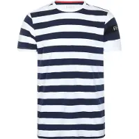 Re-Born - Sportkleding - Sport shirt - Streep t-shirt - Korte mouw t-shirt - Langer shirt - Heren - Donkerblauw/Wit - Maat L