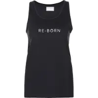 Re-Born - Sportkleding - Sporttop - Sport hemdje - Tanktop - Langere top - Sneldrogende top - Fitness top - Tennis top - Dames - Zwart - Maat L