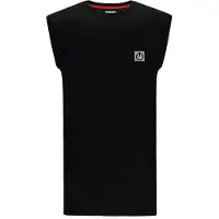 Re-Born - Sportkleding - Sport shirt - Shirt mouwloos - Sport shirt ronde hals - Fitness shirt - Tennis shirt - Licht materiaal - Mesh top - Heren - Zwart - Maat M