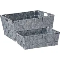 Kipit Kast/badkamer opbergmandjes - Set van 8x stuks - Zilvergrijs in 2 formaten 30 x 20 x 14 cm en 24 x 20 x 8 cm