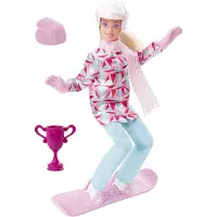 Barbie Winter Sports Athlete Snowboard Doll Roze
