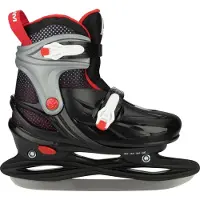 Nijdam IJshockeyschaats - Hardboot - Verstelbaar - Rink Raptor - Zwart/Rood - Maat 33-36