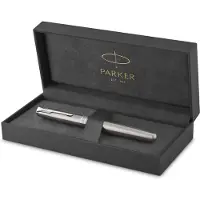 Parker Sonnet rollerballpen | roestvrij staal met palladium trim | fijne punt zwarte inkt | met Geschenkdoos