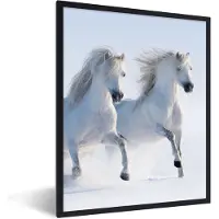 PosterMonkey Fotolijst incl. Poster - Winter - Paarden - Sneeuw - 30x40 cm - Posterlijst - Kerstmis Decoratie - Kerstversiering - Kerstdecoratie Woonkamer - Kerstversiering - Kerstdecoratie voor binnen - Kerstmis