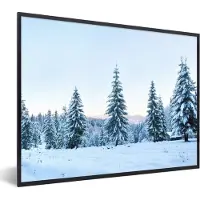 PosterMonkey Fotolijst incl. Poster - Winter - Sneeuw - Bomen - 40x30 cm - Posterlijst - Kerstmis Decoratie - Kerstversiering - Kerstdecoratie Woonkamer - Kerstversiering - Kerstdecoratie voor binnen - Kerstmis
