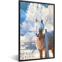 PosterMonkey Fotolijst incl. Poster - Paard - Winter - Sneeuw - 60x90 cm - Posterlijst - Kerstmis Decoratie - Kerstversiering - Kerstdecoratie Woonkamer - Kerstversiering - Kerstdecoratie voor binnen - Kerstmis