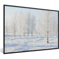 PosterMonkey Fotolijst incl. Poster - Sneeuw - Bomen - Winter - 120x80 cm - Posterlijst - Kerstmis Decoratie - Kerstversiering - Kerstdecoratie Woonkamer - Kerstversiering - Kerstdecoratie voor binnen - Kerstmis