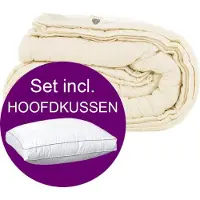 Timzo Wollen Dekbed 4-Seizoenen + Hoofdkussen - Eenpersoons - 140x220 cm - Set