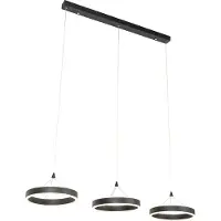 QAZQA Hanglamp zwart langwerpig incl. LED 3-staps dimbaar 3-lichts - Lyani