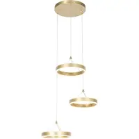 QAZQA Hanglamp messing rond incl. LED 3-staps dimbaar 3-lichts - Lyani