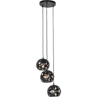 QAZQA Industriële hanglamp zwart rond 3-lichts - Bobby