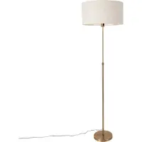 QAZQA Vloerlamp verstelbaar brons met kap lichtgrijs 50 cm - Parte