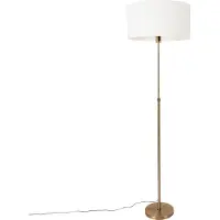 QAZQA Vloerlamp verstelbaar brons met kap wit 50 cm - Parte