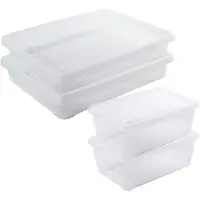Hega hogar 4x Voedsel plastic bewaarbakjes hoog/diep 0,5 en laag 1,5 liter transparant - Vershoudbakjes