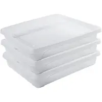 Hega hogar 3x Voedsel plastic bewaarbakje laag 1,5 liter transparant 24 x 20 x 5 cm - Vershoudbakjes