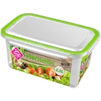 Hega hogar 1x Voedsel plastic bewaarbakje 2,5 liter transparant/groen - Vershoudbakjes