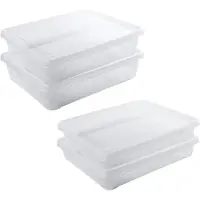 Hega hogar 4x Voedsel plastic bewaarbakjes laag 1,5 en 2 liter transparant - Vershoudbakjes