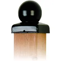Intergard Paalornament zwart bol paalkap voor tuinpaal 91mm