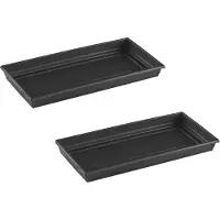 Hega hogar Set van 2x stuks bloempot/plantenpot onderschaal antraciet kunststof diameter 47 x 17 cm - Plantenpotten