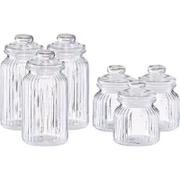 Zeller - Keuken food voorraadpotten glas - Inhoud 600/1200 ml - Set 6x