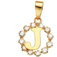 Lucardi Dames 14Karaat geelgouden letterhanger met zirkonia - Hanger - 14 Karaat Goud - Goud
