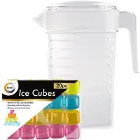 Forte Plastics Set water/sap/schenkkannen set van 2x stuks met deksels van 2000 ml met 20x herbruikbare ijsklontjes - Schenkkannen