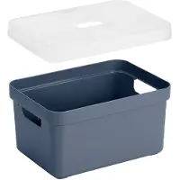 Sunware Opbergboxen/opbergmanden blauw van 5 liter kunststof met transparante deksel - Opbergbox