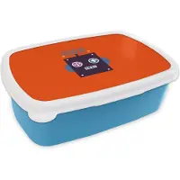 MuchoWow Broodtrommel Blauw - Lunchbox - Brooddoos - Robot - Rood - Gezicht - Vormen - Jongens - Kids - 18x12x6 cm - Kinderen - Jongen