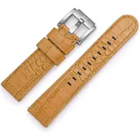 Marc Coblen Kalfslederen Horlogebandje met Alligator Structuur Lichtbruin 22mm