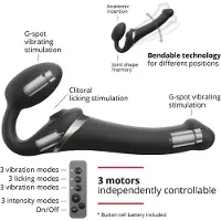 Strap-On-Me - opzetvibrator met luchtdrukgolven - zwart - maat M