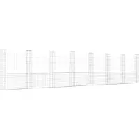 vidaXL Schanskorf U-vormig met 8 palen 860x20x200 cm ijzer