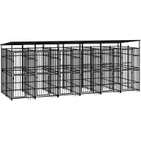 vidaXL Hondenkennel met dak 11,06 m² staal