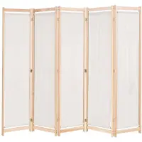 vidaXL Kamerscherm met 5 panelen 200x170x4 cm stof crème