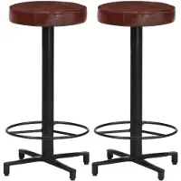 vidaXL Barkrukken 2 st 66 cm echt leer