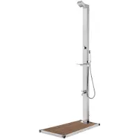 vidaXL Buitendouche met bruine basis 225 cm roestvrij staal