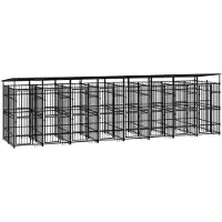 vidaXL Hondenkennel met dak 14,75 m² staal