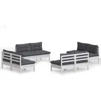 vidaXL 8-delige Loungeset met antracietkleurige kussens grenenhout